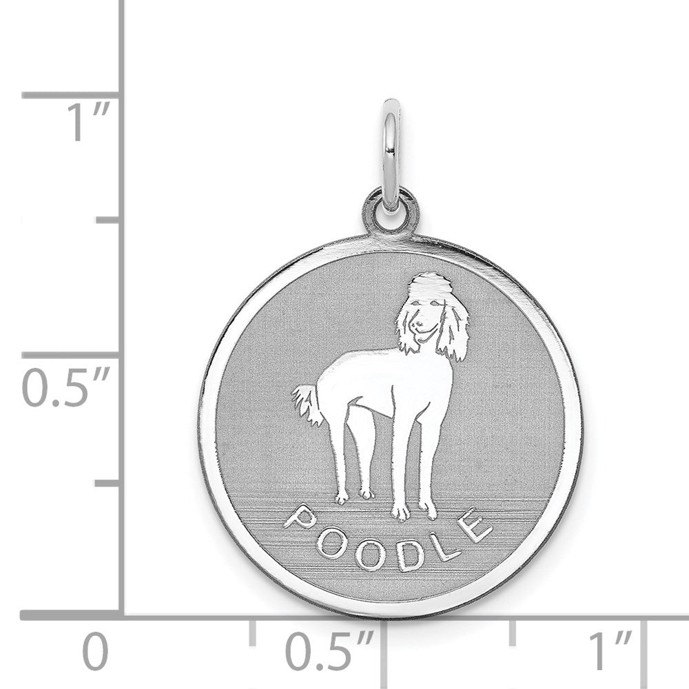 Sterling Silver Rhodium-plated Poodle Disc Charm QC2698