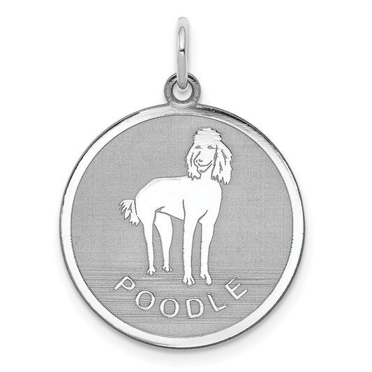 Sterling Silver Rhodium-plated Poodle Disc Charm QC2698