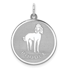 Sterling Silver Rhodium-plated Poodle Disc Charm QC2698