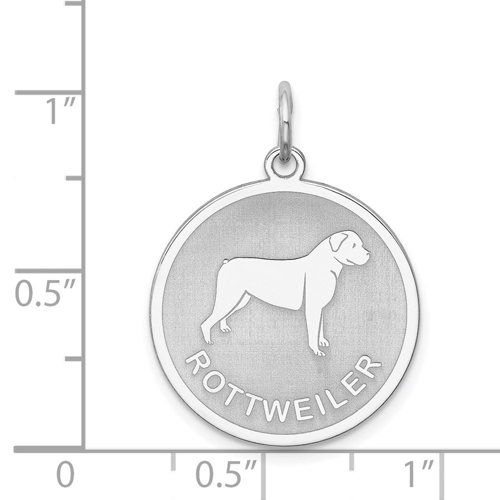 Sterling Silver Rhodium-plated Rottweiler Disc Charm QC2701