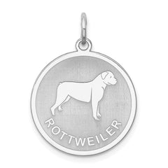 Sterling Silver Rhodium-plated Rottweiler Disc Charm QC2701