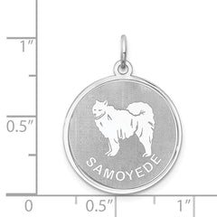 Sterling Silver Rhodium-plated Samoyed Disc Charm QC2702