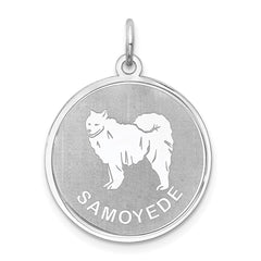 Sterling Silver Rhodium-plated Samoyed Disc Charm QC2702