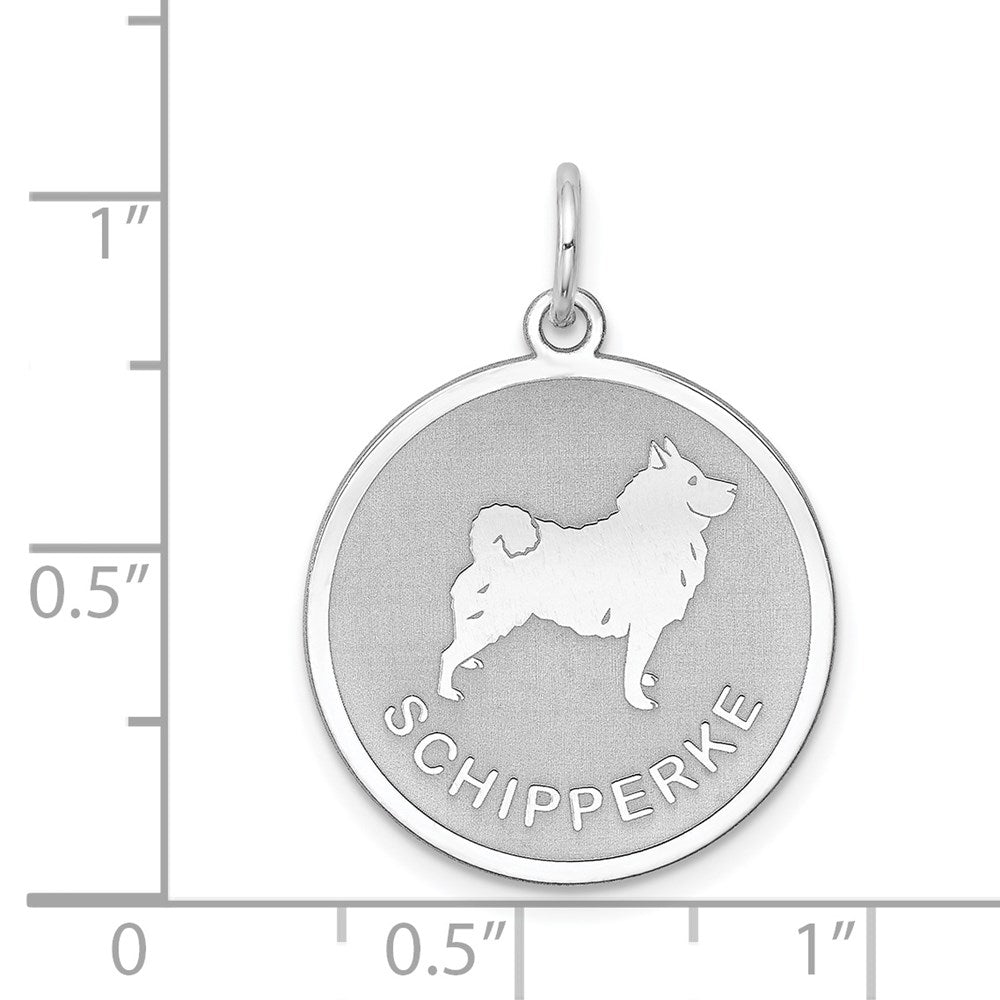 Sterling Silver Rhodium-plated Schipperke Disc Charm QC2703
