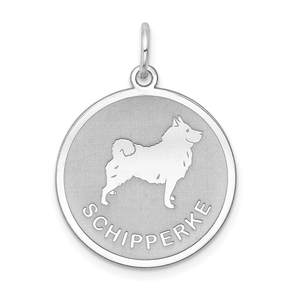 Sterling Silver Rhodium-plated Schipperke Disc Charm QC2703
