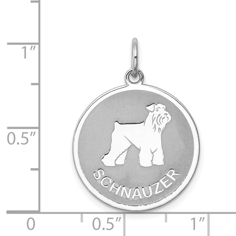 Sterling Silver Rhodium-plated Schnauzer Disc Charm QC2704