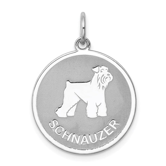 Sterling Silver Rhodium-plated Schnauzer Disc Charm QC2704