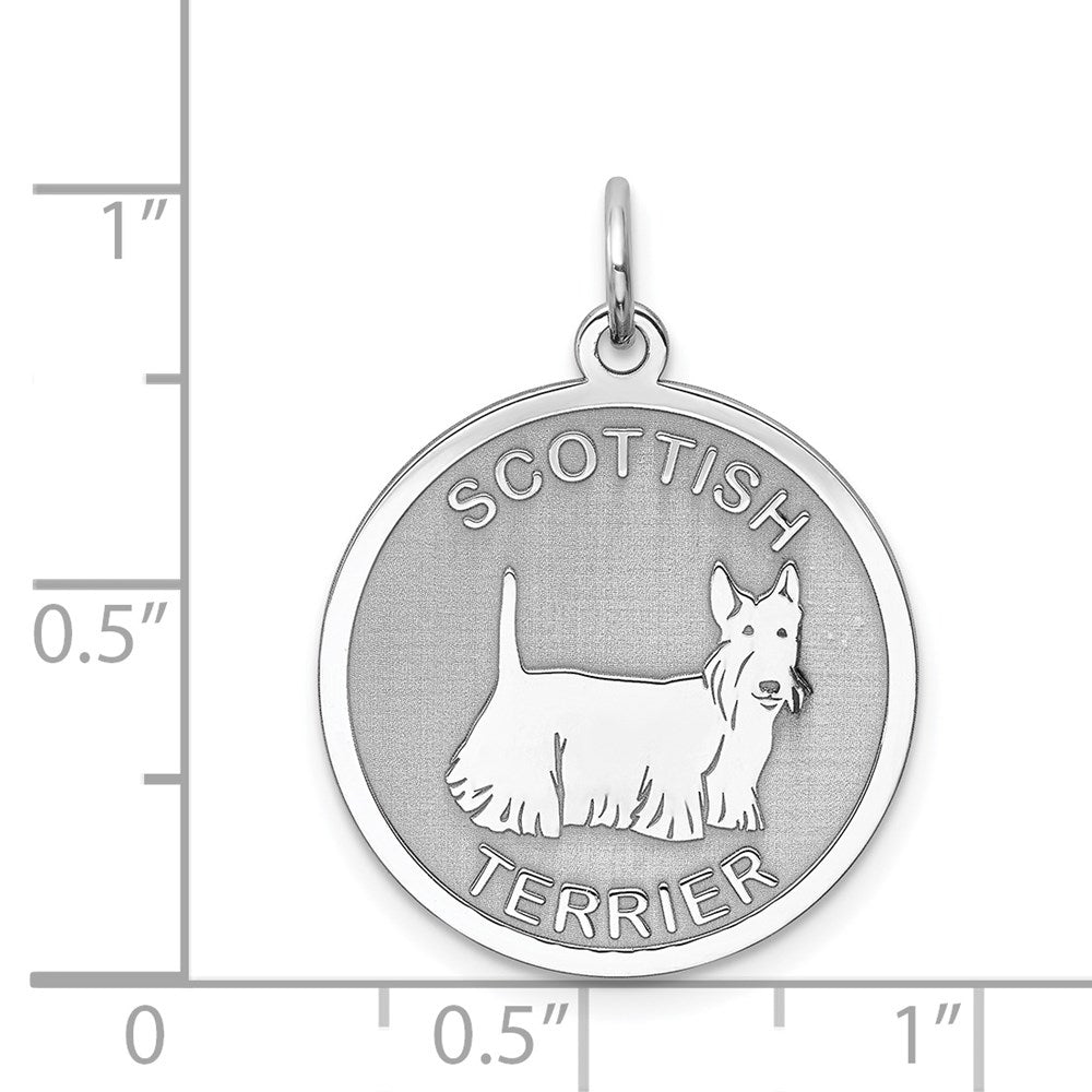 Sterling Silver Rhodium-plated Scottish Terrier Disc Charm QC2705