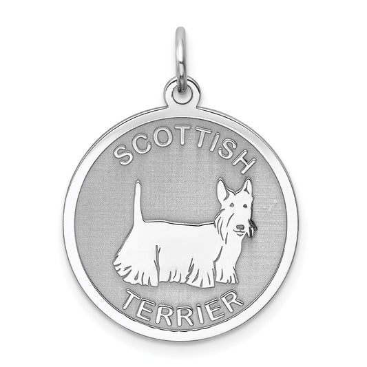 Sterling Silver Rhodium-plated Scottish Terrier Disc Charm QC2705