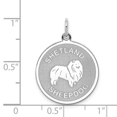 Sterling Silver Rhodium-plated Shetland Sheepdog Disc Charm QC2706
