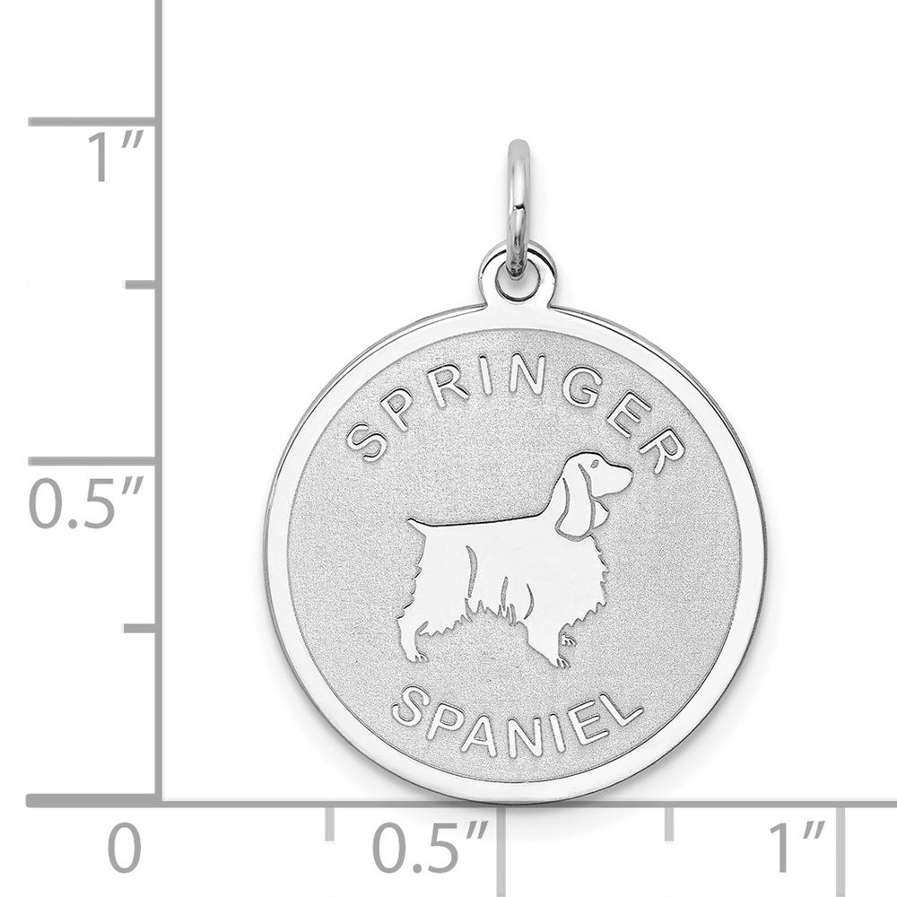 Sterling Silver Rhodium-plated Springer Spaniel Disc Charm QC2709