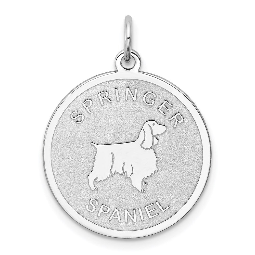 Sterling Silver Rhodium-plated Springer Spaniel Disc Charm QC2709