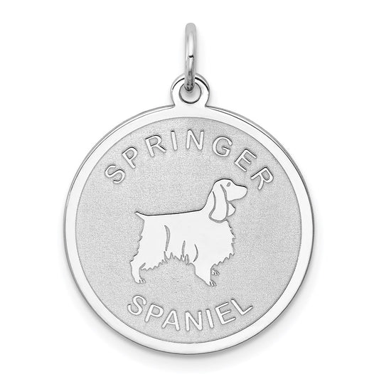 Sterling Silver Rhodium-plated Springer Spaniel Disc Charm QC2709