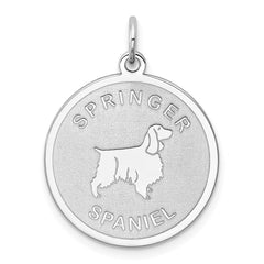 Sterling Silver Rhodium-plated Springer Spaniel Disc Charm QC2709
