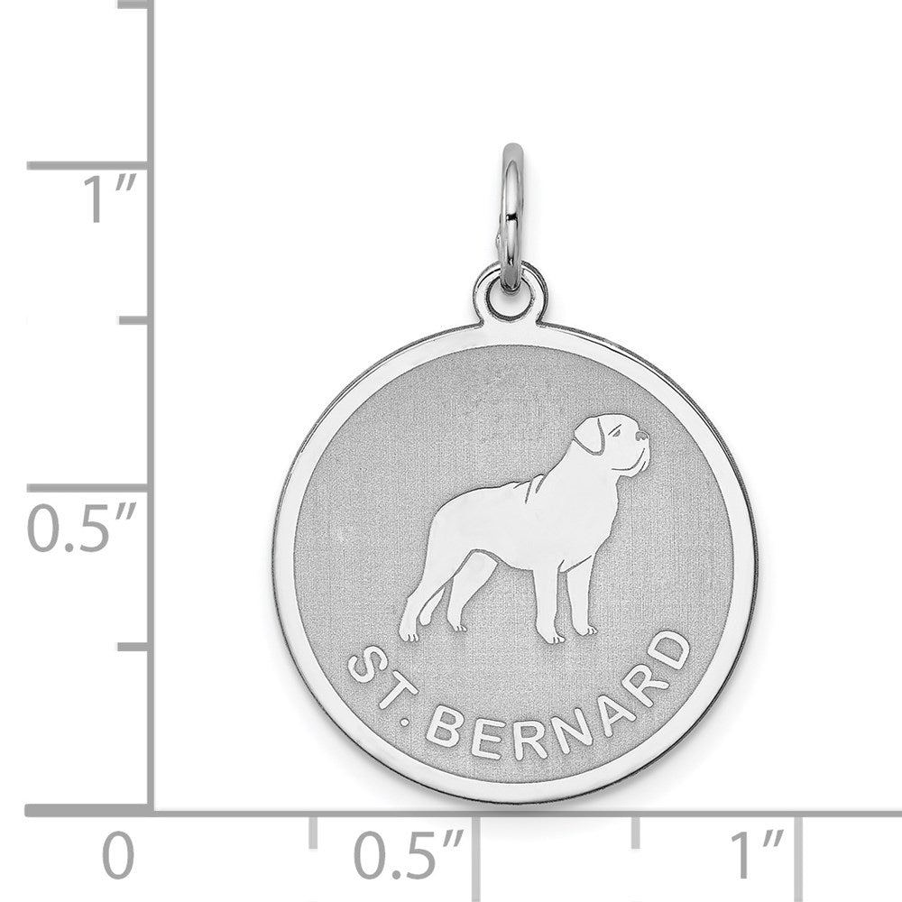 Sterling Silver Rhodium-plated St. Bernard Disc Charm QC2710