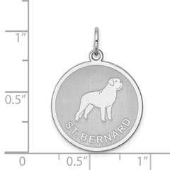 Sterling Silver Rhodium-plated St. Bernard Disc Charm QC2710