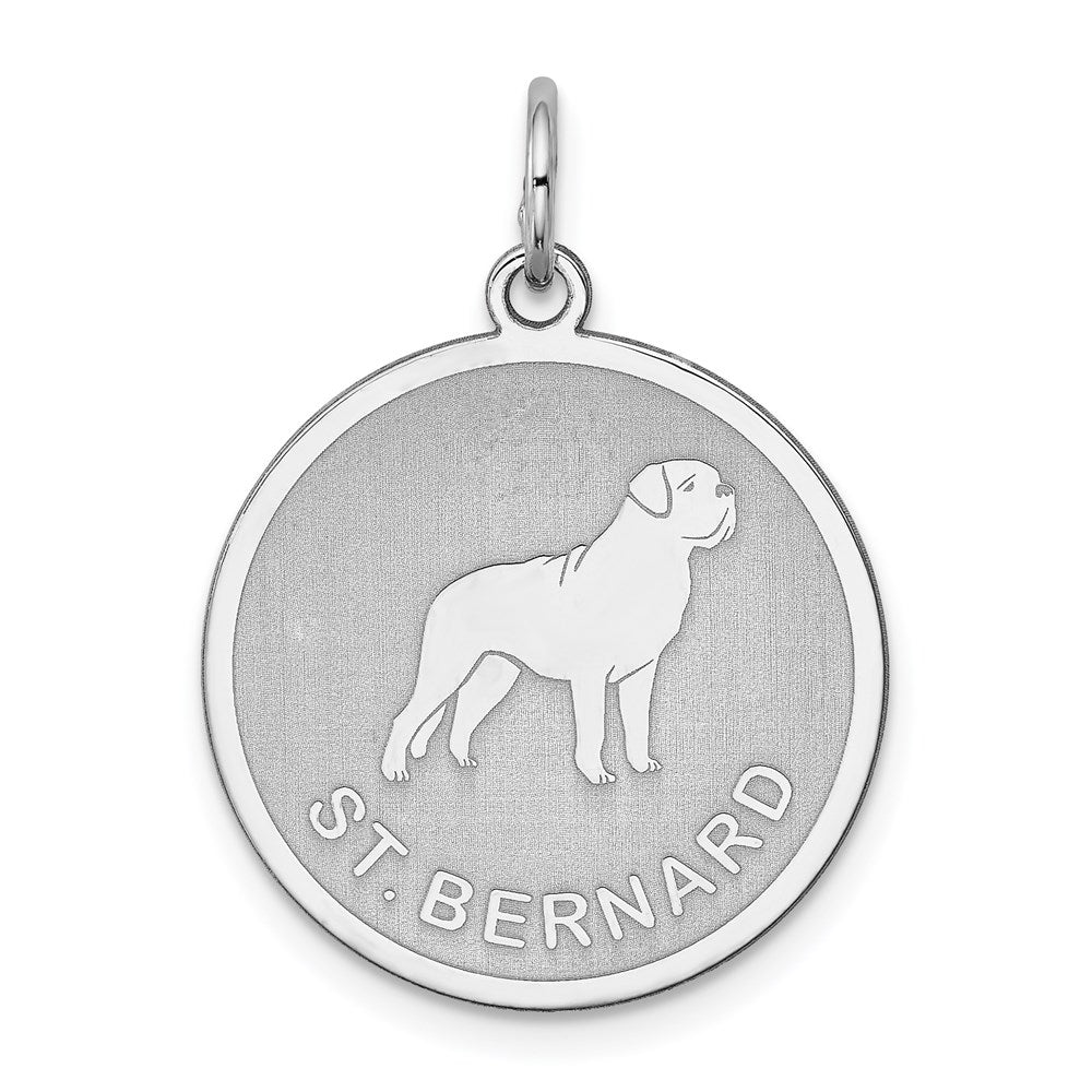 Sterling Silver Rhodium-plated St. Bernard Disc Charm QC2710