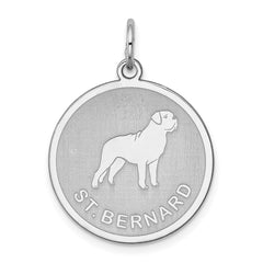 Sterling Silver Rhodium-plated St. Bernard Disc Charm QC2710