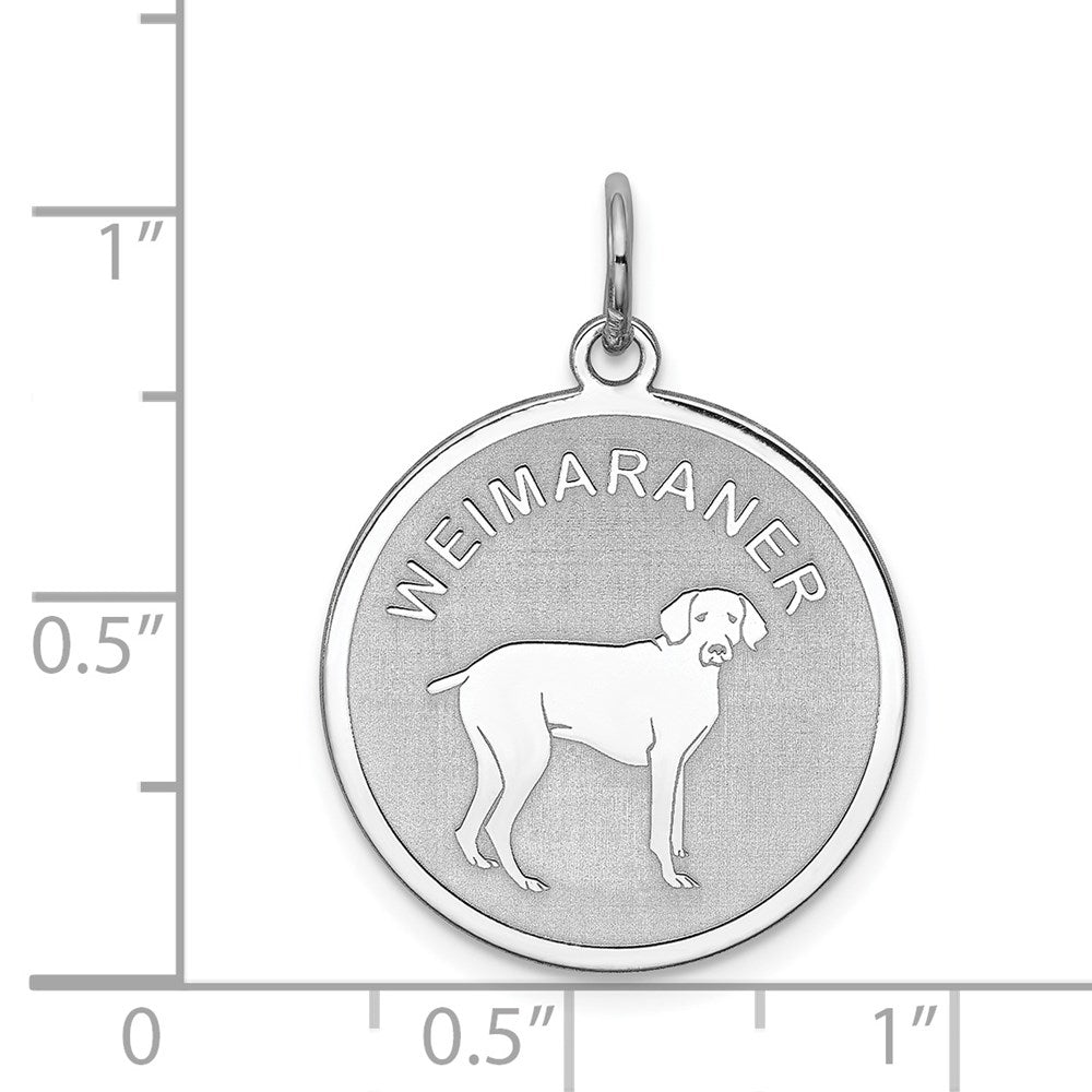 Sterling Silver Rhodium-plated Weimaraner Disc Charm QC2711