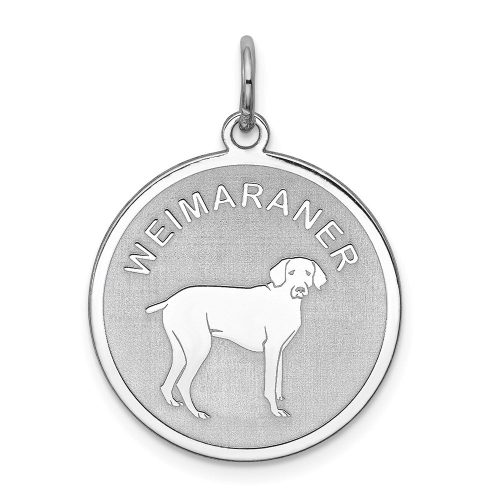 Sterling Silver Rhodium-plated Weimaraner Disc Charm QC2711