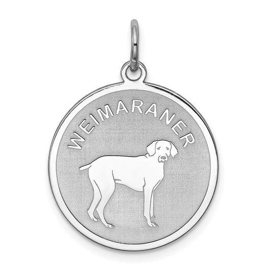 Sterling Silver Rhodium-plated Weimaraner Disc Charm QC2711