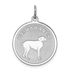 Sterling Silver Rhodium-plated Weimaraner Disc Charm QC2711