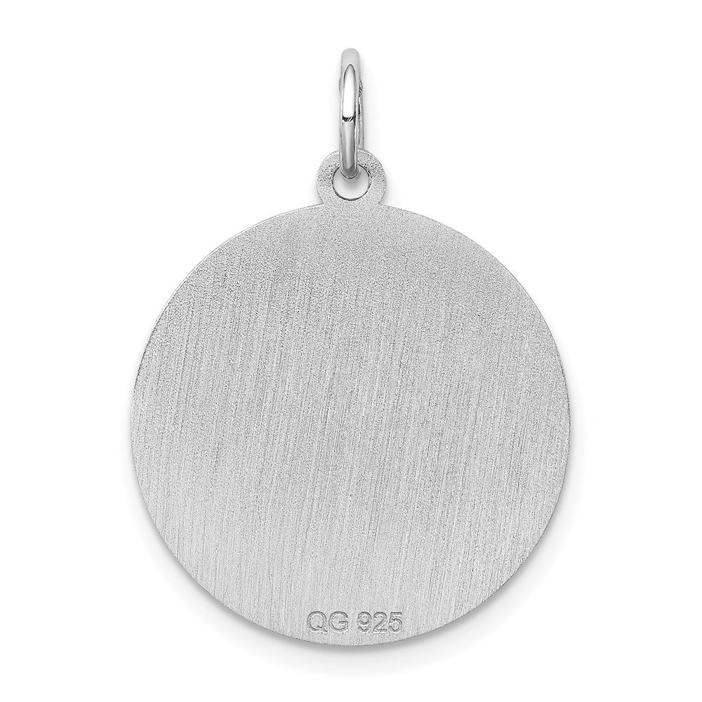 Sterling Silver Rhodium-plated Welsh Corgi Disc Charm QC2712