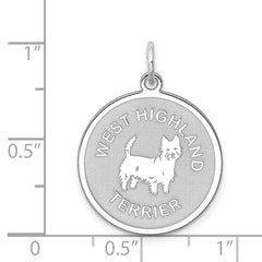 Sterling Silver Rhodium-plated West Highland Terrier Disc Charm QC2713