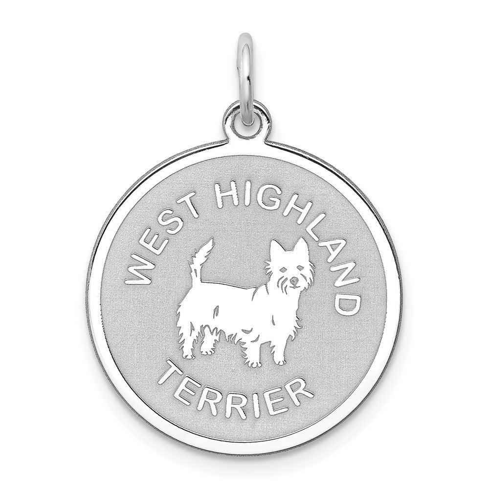 Sterling Silver Rhodium-plated West Highland Terrier Disc Charm QC2713