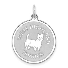 Sterling Silver Rhodium-plated West Highland Terrier Disc Charm QC2713