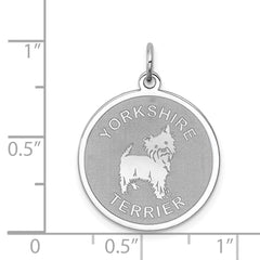 Sterling Silver Rhodium-plated Yorkshire Terrier Disc Charm QC2714