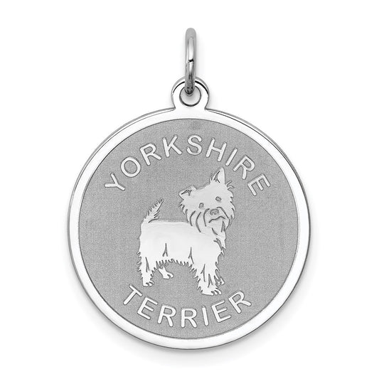 Sterling Silver Rhodium-plated Yorkshire Terrier Disc Charm QC2714