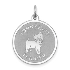 Sterling Silver Rhodium-plated Yorkshire Terrier Disc Charm QC2714