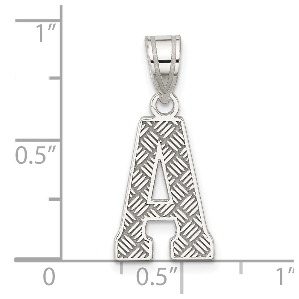 Sterling Silver Rhodium-plated Letter A Initial Pendant QC2762A