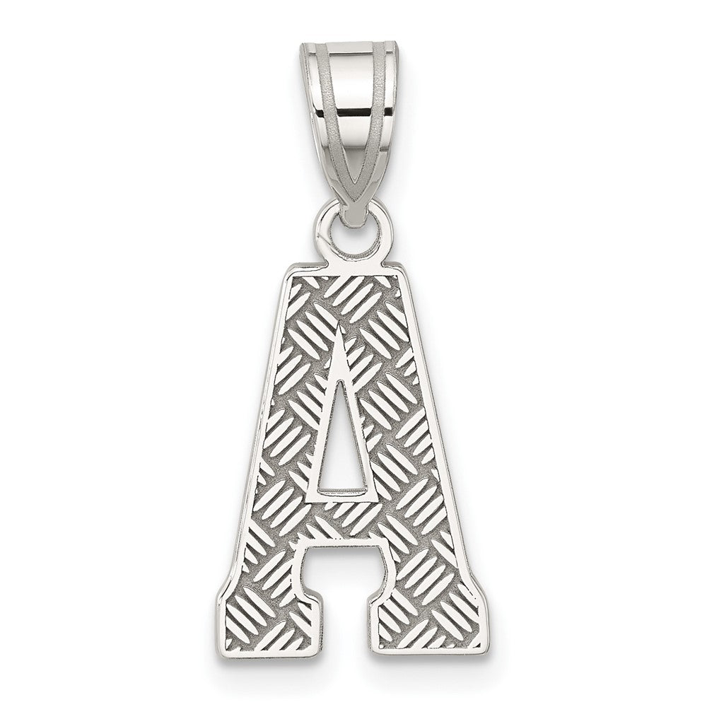 Sterling Silver Rhodium-plated Letter A Initial Pendant QC2762A