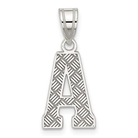 Sterling Silver Rhodium-plated Letter A Initial Pendant QC2762A