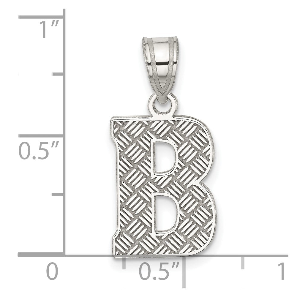 Sterling Silver Rhodium-plated Letter B Initial Pendant QC2762B