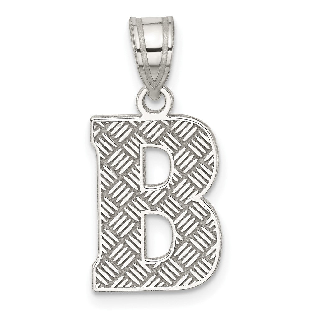Sterling Silver Rhodium-plated Letter B Initial Pendant QC2762B
