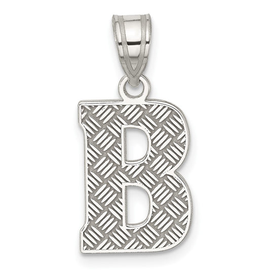 Sterling Silver Rhodium-plated Letter B Initial Pendant QC2762B