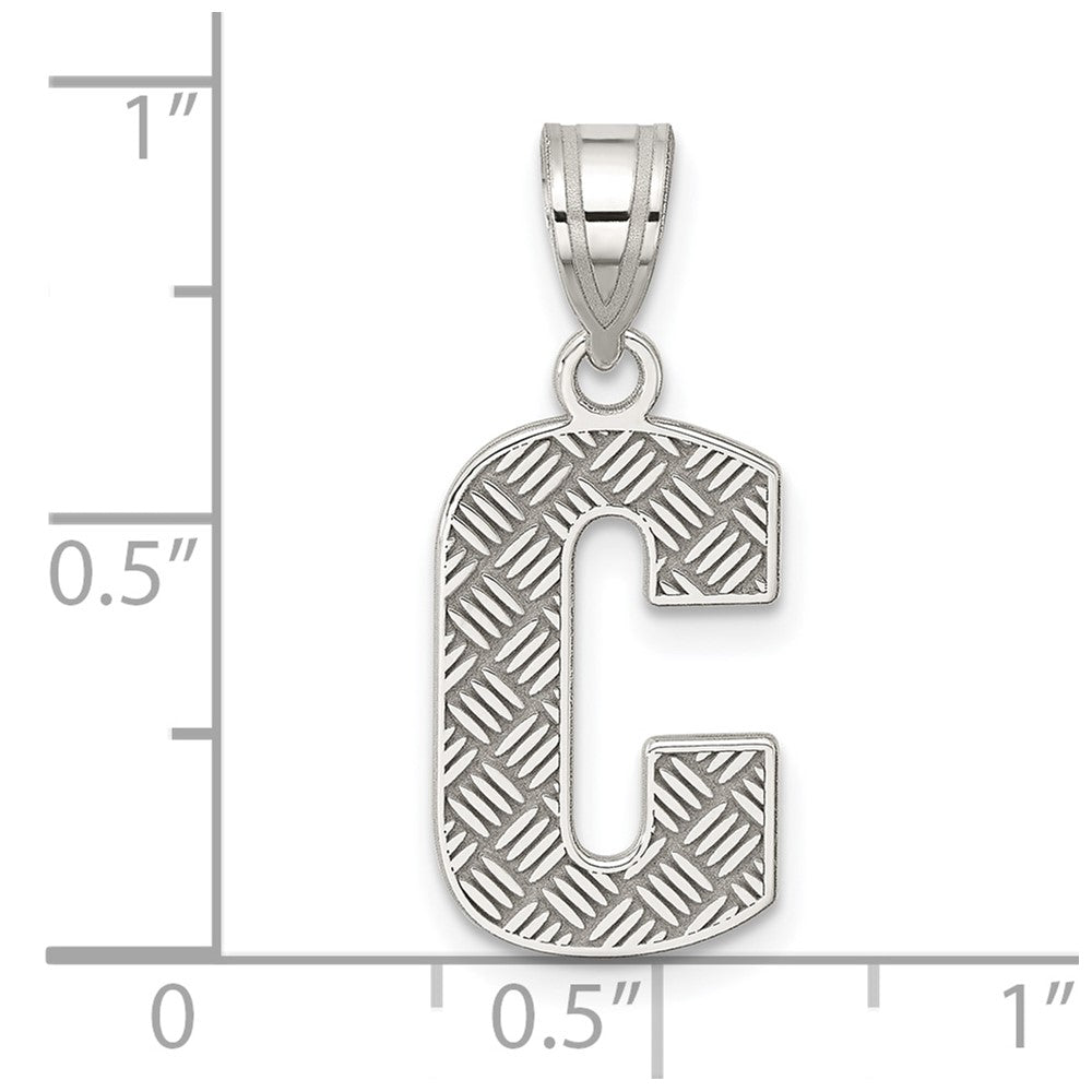 Sterling Silver Rhodium-plated Letter C Initial Pendant QC2762C