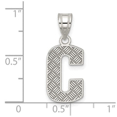 Sterling Silver Rhodium-plated Letter C Initial Pendant QC2762C