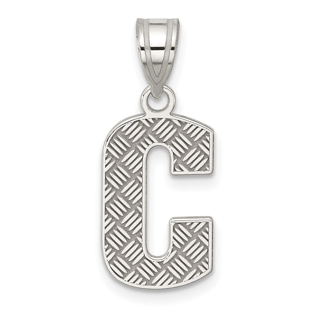 Sterling Silver Rhodium-plated Letter C Initial Pendant QC2762C