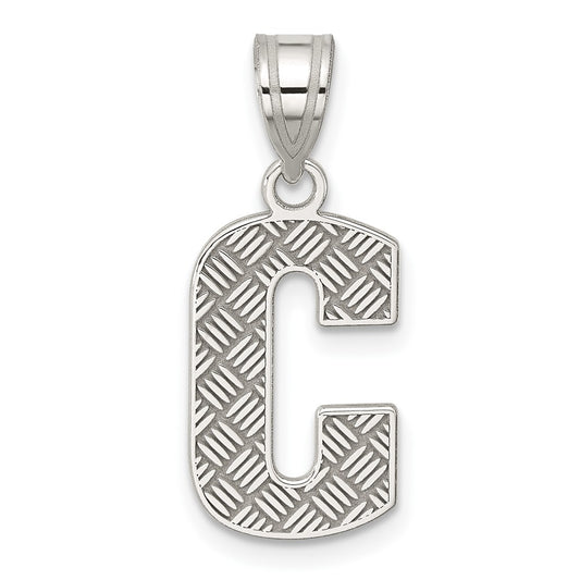 Sterling Silver Rhodium-plated Letter C Initial Pendant QC2762C