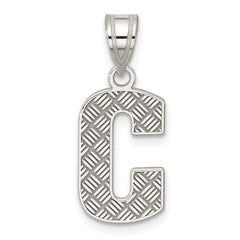 Sterling Silver Rhodium-plated Letter C Initial Pendant QC2762C