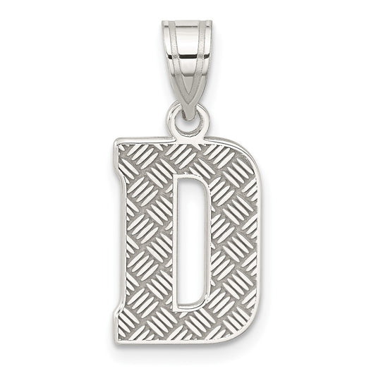 Sterling Silver Rhodium-plated Letter D Initial Pendant QC2762D