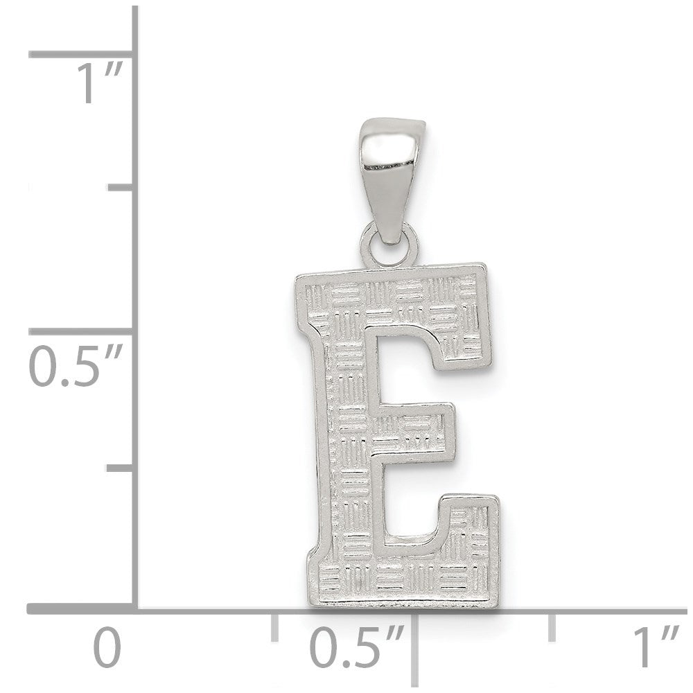 Sterling Silver Rhodium-plated Letter E Initial Pendant QC2762E