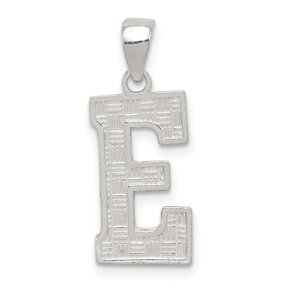 Sterling Silver Rhodium-plated Letter E Initial Pendant QC2762E