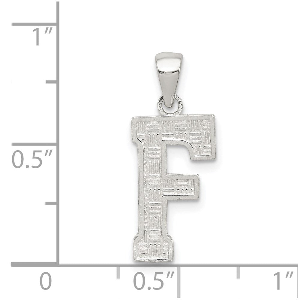 Sterling Silver Rhodium-plated Letter F Initial Pendant QC2762F