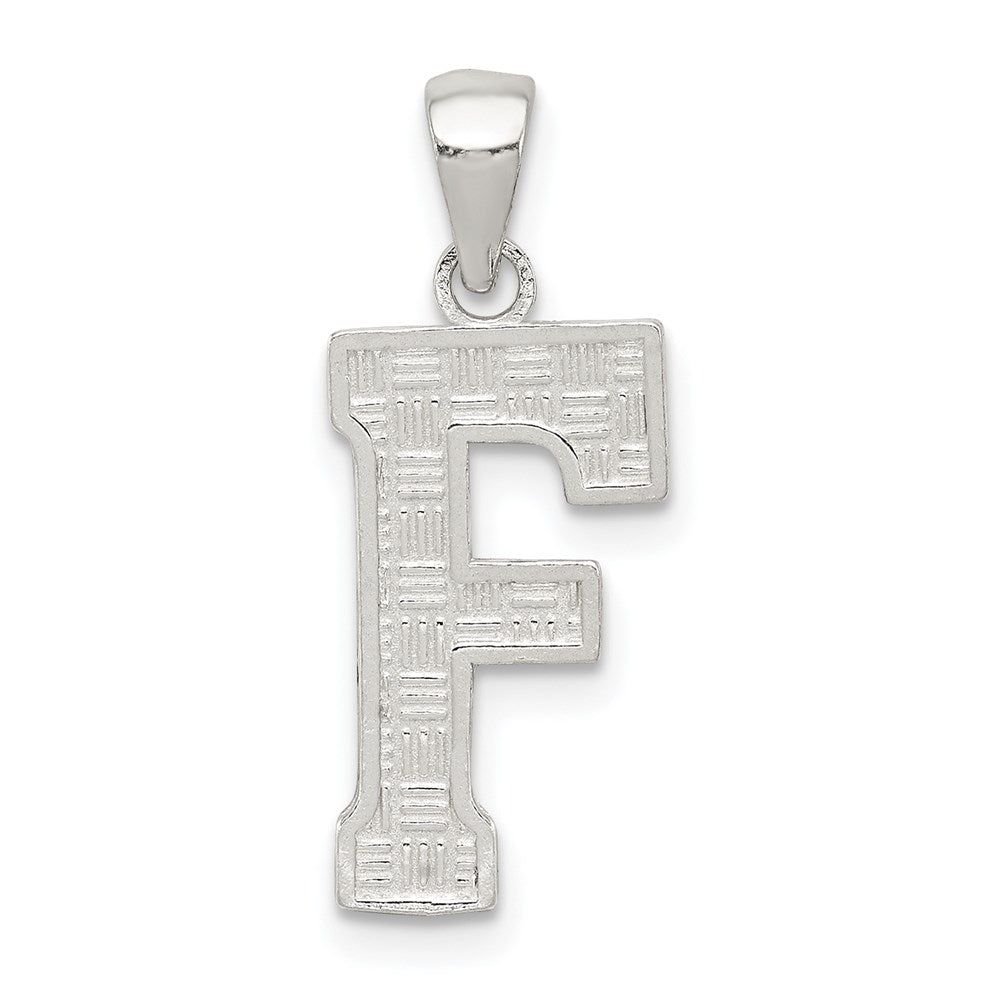 Sterling Silver Rhodium-plated Letter F Initial Pendant QC2762F