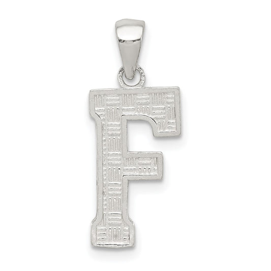 Sterling Silver Rhodium-plated Letter F Initial Pendant QC2762F